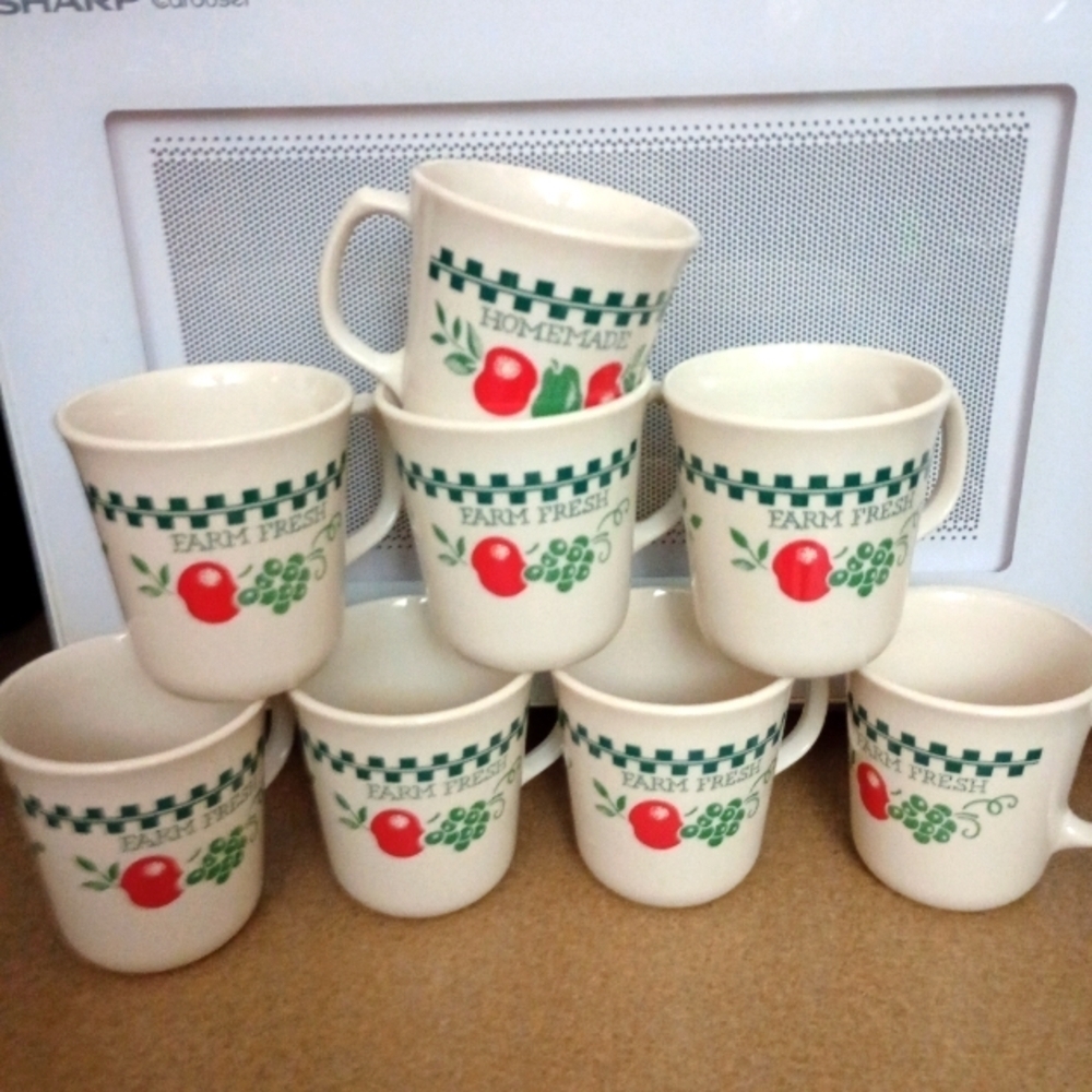 Set Of 7 Vintage Corningware Farm Fresh Mugs